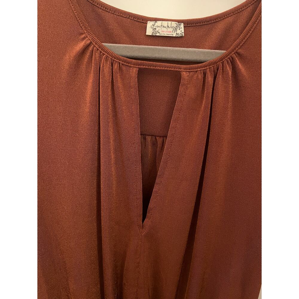 Free People Intimately kaya long sleeve Mesa Brown Keyhole neckline bodysuit NWT - Picture 8 of 9